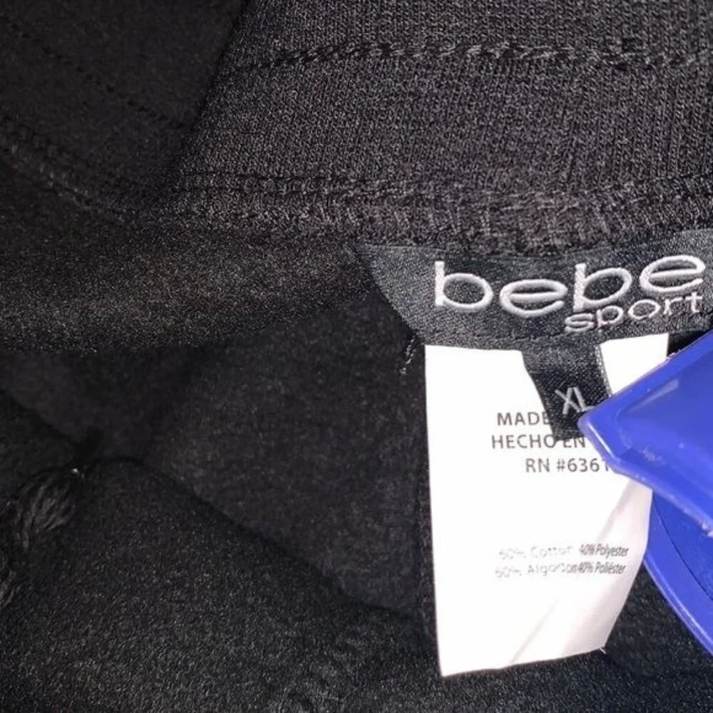 Bebe Sport Black Joggers With Rhinestone Logo Design Womens XL